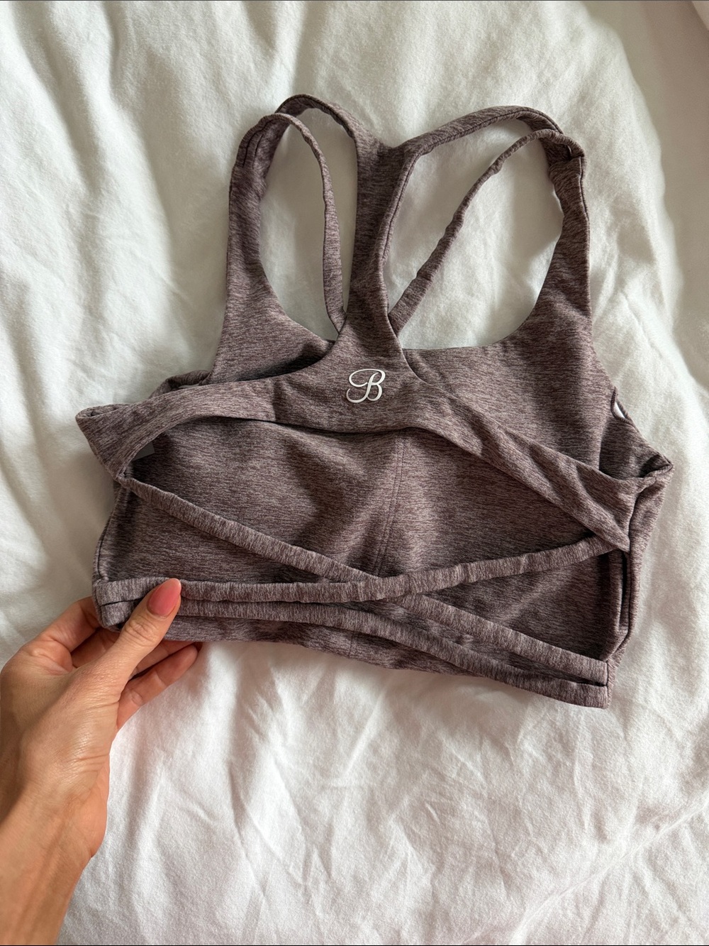 Bombshell Sportswear Heather Plum Racerback Sports Bra